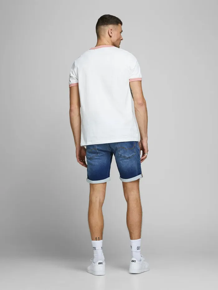 Shorts JACK and JONES Mens RICK ICON GE 006 INDIGO KNIT DENIM SHORTS Blue Blue Denim On Sale
