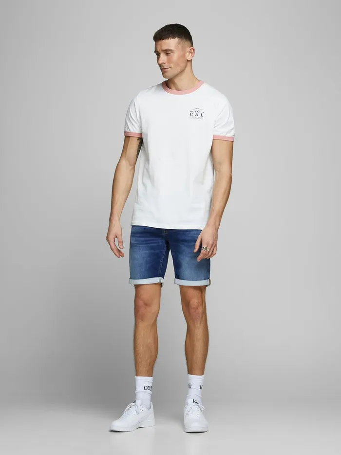 Shorts JACK and JONES Mens RICK ICON GE 006 INDIGO KNIT DENIM SHORTS Blue Blue Denim On Sale