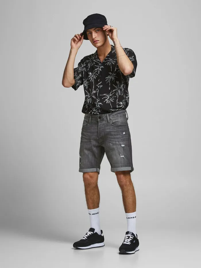 Shorts JACK and JONES Mens RICK ORIGINAL AGI 200 DENIM SHORTS Grey Black Denim On Sale