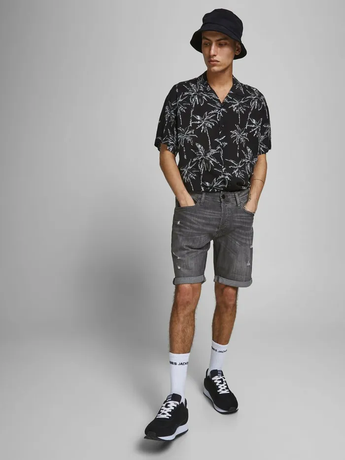 Shorts JACK and JONES Mens RICK ORIGINAL AGI 200 DENIM SHORTS Grey Black Denim On Sale