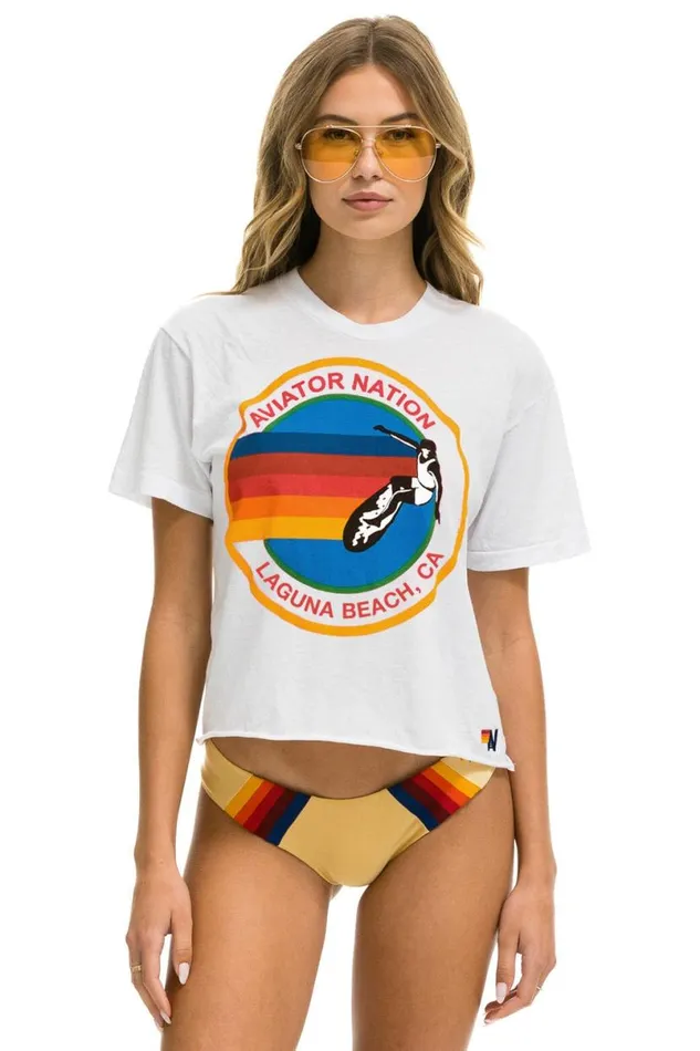 Signature Laguna Beach Boyfriend Tee 8211 White Women Aviator Nation Tees