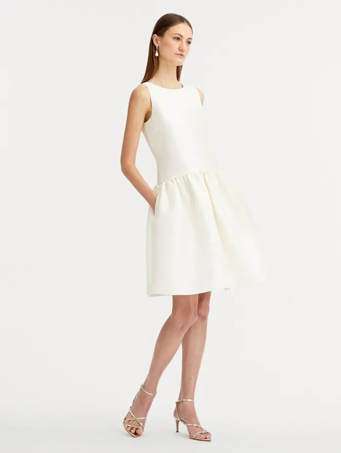 Silk Drop Waist Cocktail Dress Ivory Women Oscar De La Renta Dresses Silk Drop Waist Cocktail Dress Ivory Women Oscar De La Renta Dresses