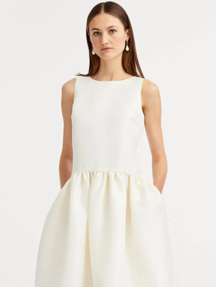 Silk Drop Waist Cocktail Dress Ivory Women Oscar De La Renta Dresses Silk Drop Waist Cocktail Dress Ivory Women Oscar De La Renta Dresses