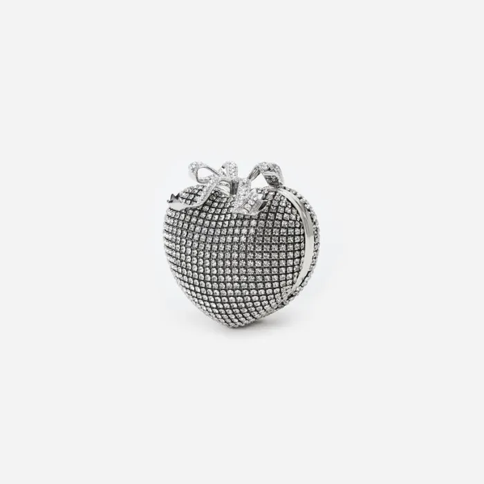 Silver Crystal Heart Clutch Women Self Portrait Clutch Bags Silver Crystal Heart Clutch Women Self Portrait Clutch Bags