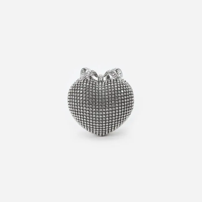 Silver Crystal Heart Clutch Women Self Portrait Clutch Bags Silver Crystal Heart Clutch Women Self Portrait Clutch Bags