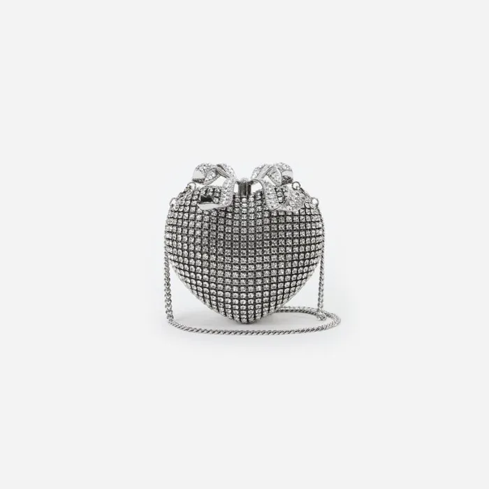 Silver Crystal Heart Clutch Women Self Portrait Clutch Bags Silver Crystal Heart Clutch Women Self Portrait Clutch Bags