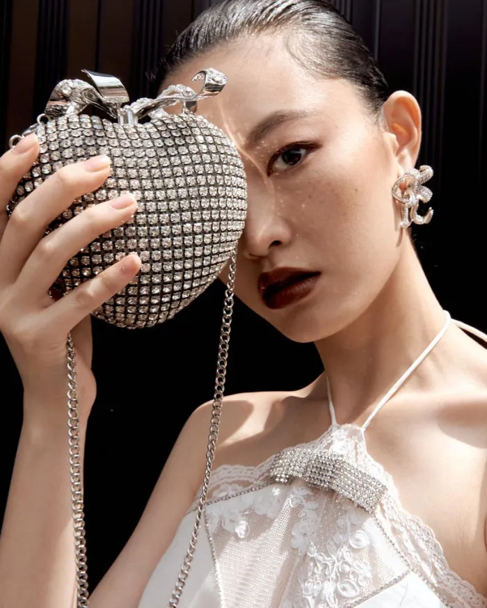 Silver Crystal Heart Clutch Women Self Portrait Clutch Bags Silver Crystal Heart Clutch Women Self Portrait Clutch Bags