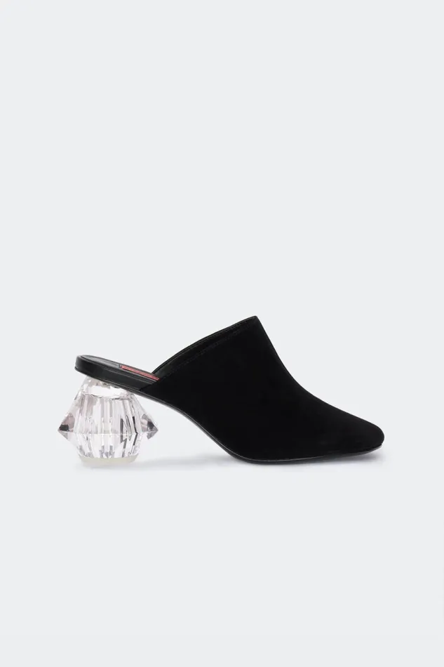 Simon Miller Heels Women Suede Crystal Moderno Mule In Black Goat Suede