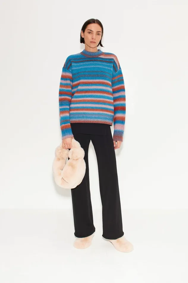 Simon Miller Knitwear Women Calder Knit Sweater In Matisse Blue Multi Simon Miller Knitwear Women Calder Knit Sweater In Matisse Blue Multi