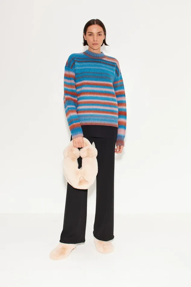 Simon Miller Knitwear Women Calder Knit Sweater In Matisse Blue Multi Simon Miller Knitwear Women Calder Knit Sweater In Matisse Blue Multi