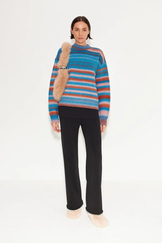 Simon Miller Knitwear Women Calder Knit Sweater In Matisse Blue Multi Simon Miller Knitwear Women Calder Knit Sweater In Matisse Blue Multi