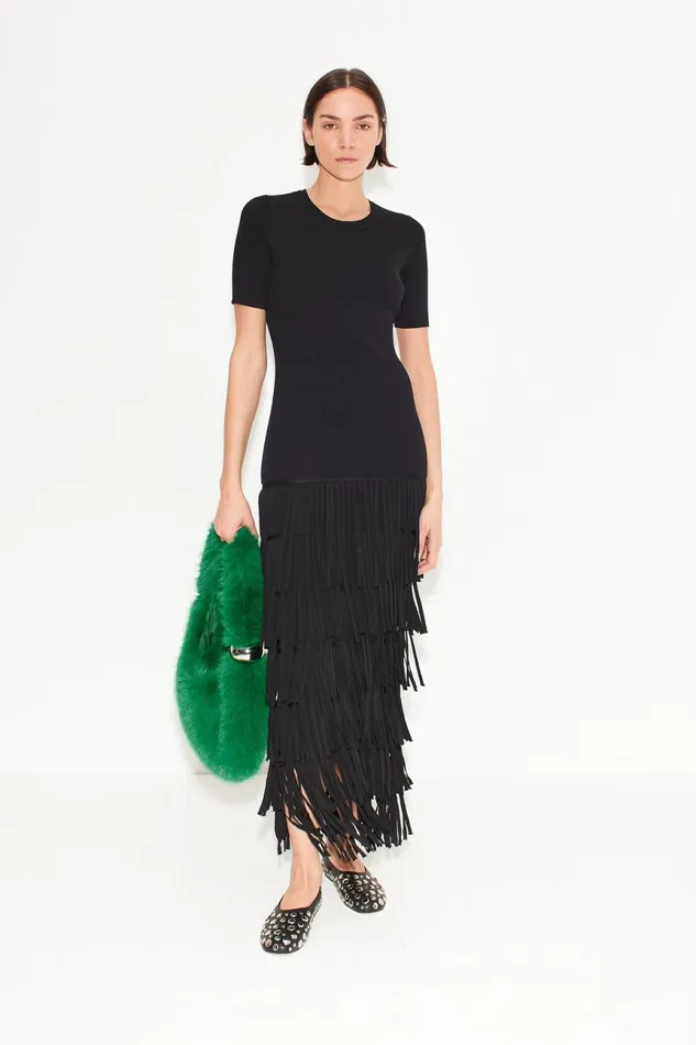 Simon Miller Knitwear Women Za Za Fringe Dress In Black Simon Miller Knitwear Women Za Za Fringe Dress In Black