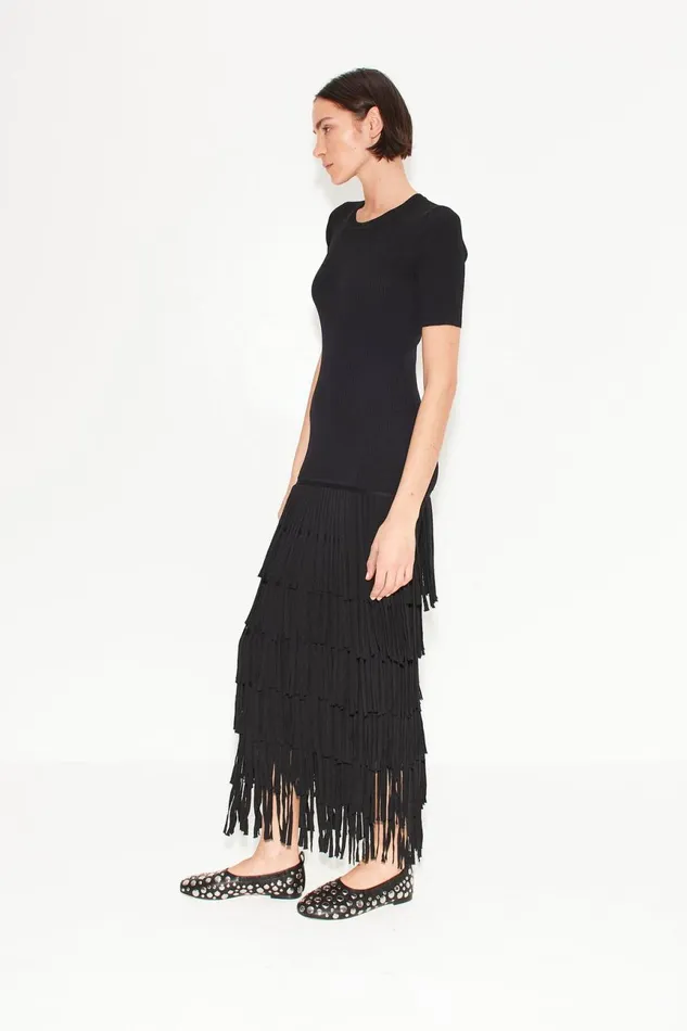 Simon Miller Knitwear Women Za Za Fringe Dress In Black Simon Miller Knitwear Women Za Za Fringe Dress In Black