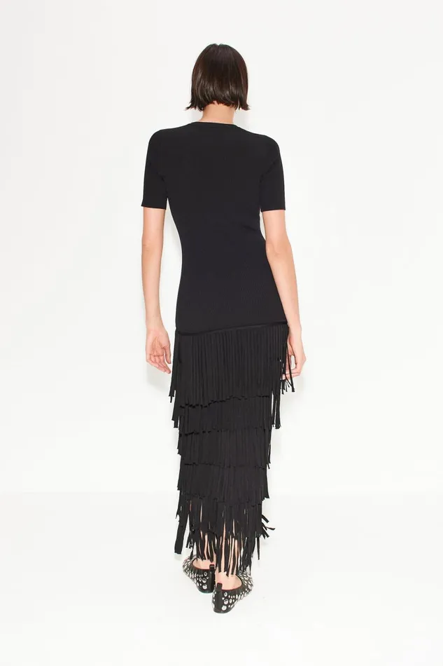 Simon Miller Knitwear Women Za Za Fringe Dress In Black Simon Miller Knitwear Women Za Za Fringe Dress In Black