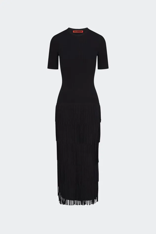 Simon Miller Knitwear Women Za Za Fringe Dress In Black Simon Miller Knitwear Women Za Za Fringe Dress In Black