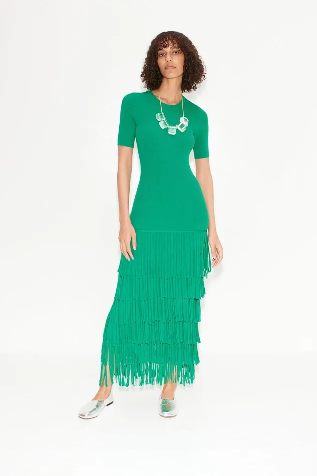 Simon Miller Knitwear Women Za Za Fringe Dress In Jade Simon Miller Knitwear Women Za Za Fringe Dress In Jade
