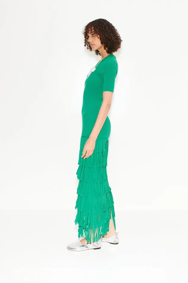 Simon Miller Knitwear Women Za Za Fringe Dress In Jade Simon Miller Knitwear Women Za Za Fringe Dress In Jade