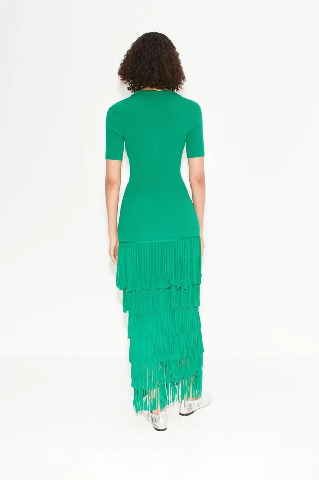 Simon Miller Knitwear Women Za Za Fringe Dress In Jade Simon Miller Knitwear Women Za Za Fringe Dress In Jade