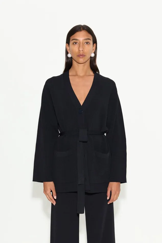 Simon Miller Sweaters Women Max Belted Knit Cardigan In Black