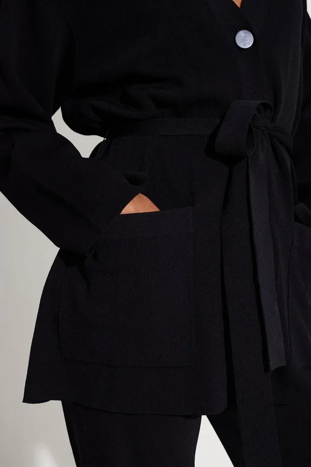 Simon Miller Sweaters Women Max Belted Knit Cardigan In Black