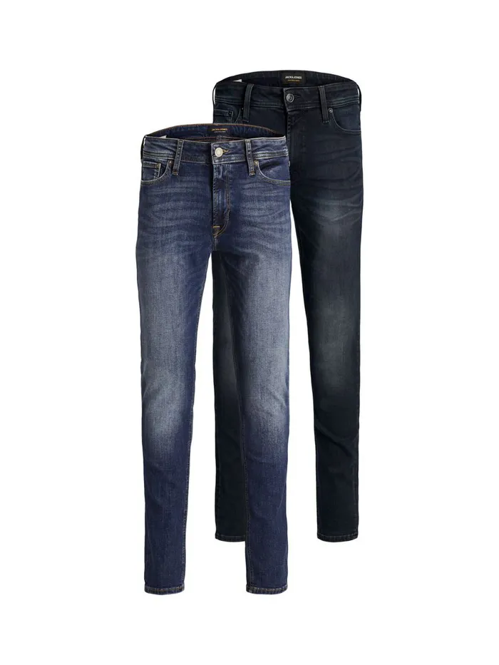 Skinny Jeans JACK and JONES Mens 2PACK LIAM ORIGINAL AGI SKINNY FIT JEANS Blue Blue Denim