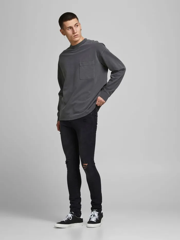 Skinny Jeans JACK and JONES Mens LIAM ORIGINAL NA 097 SKINNY FIT JEANS Black Black Denim