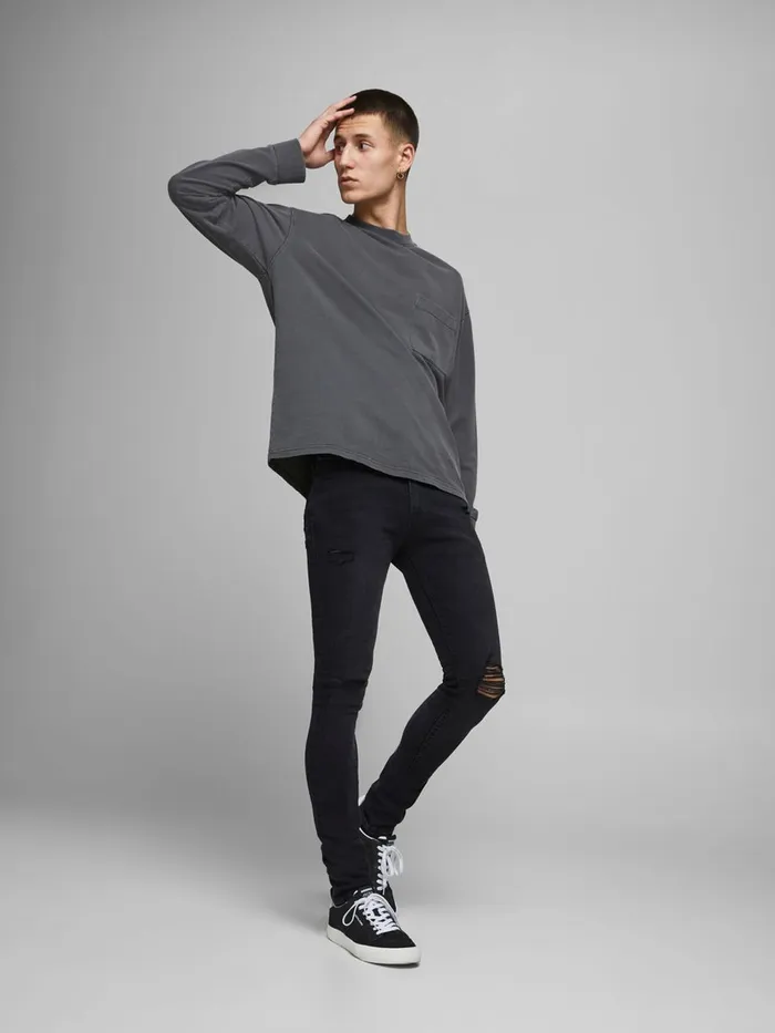 Skinny Jeans JACK and JONES Mens LIAM ORIGINAL NA 097 SKINNY FIT JEANS Black Black Denim