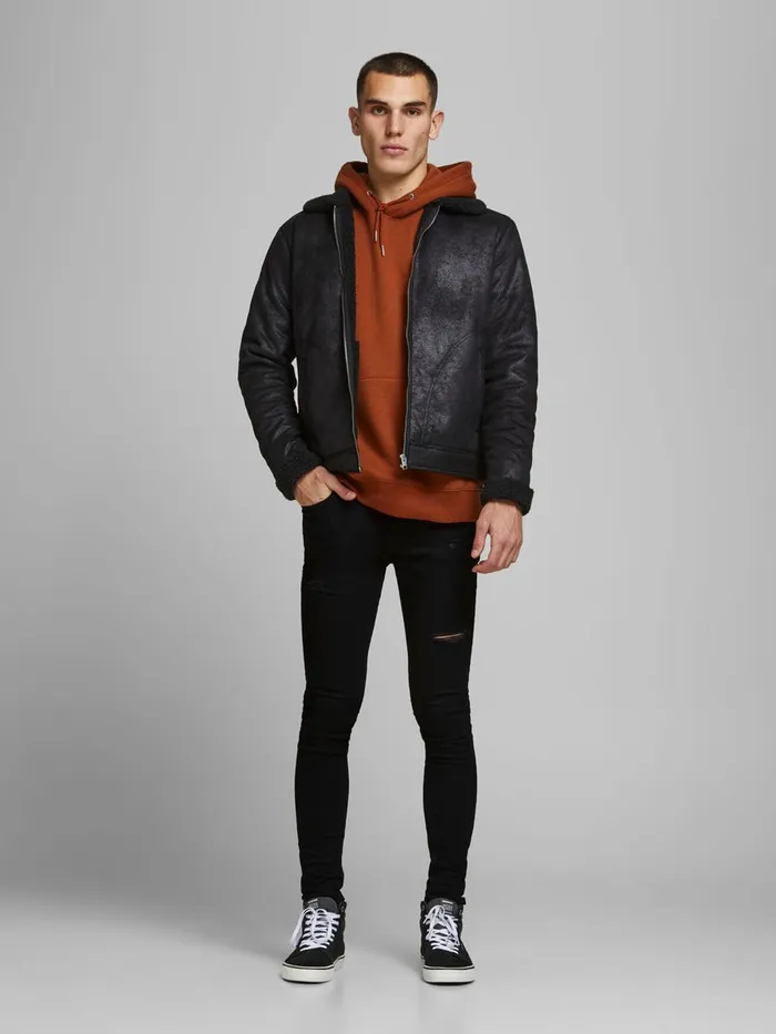 Skinny Jeans JACK and JONES Mens TOM ORIGINAL NA 042 SKINNY FIT JEANS Black Black Denim
