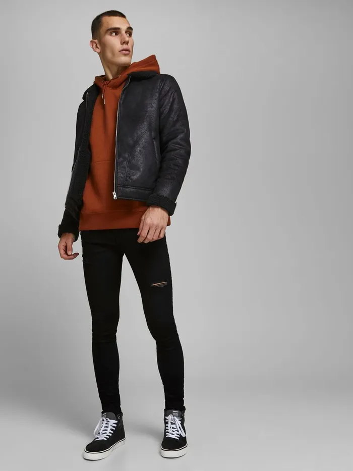 Skinny Jeans JACK and JONES Mens TOM ORIGINAL NA 042 SKINNY FIT JEANS Black Black Denim