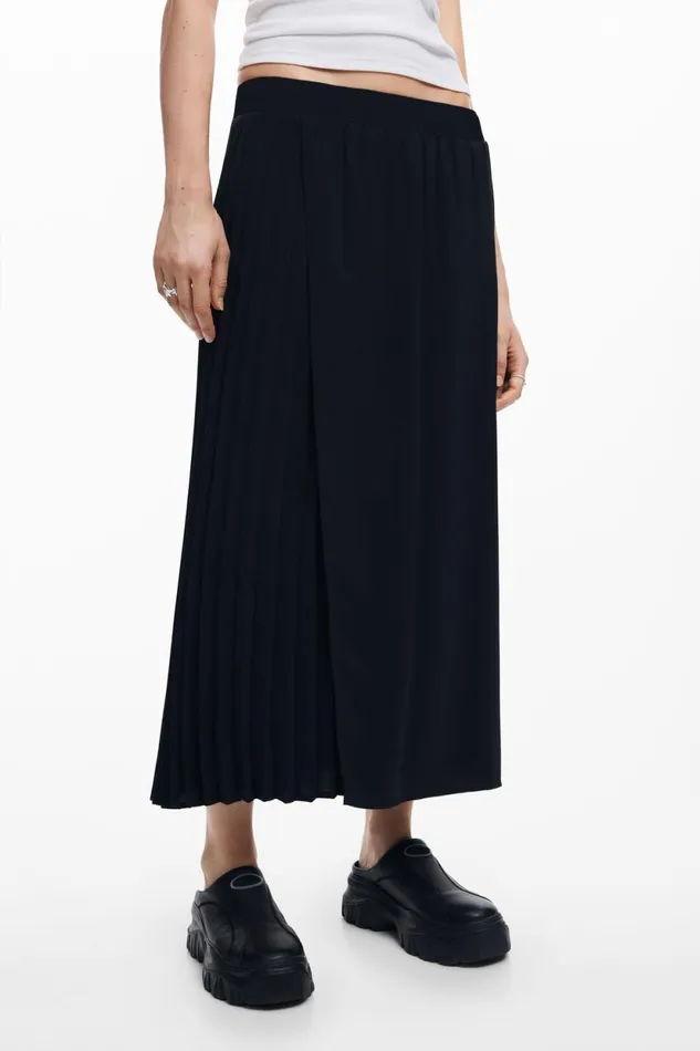 Skirts And Shorts Women Desigual Pleated Midi Skirt Black