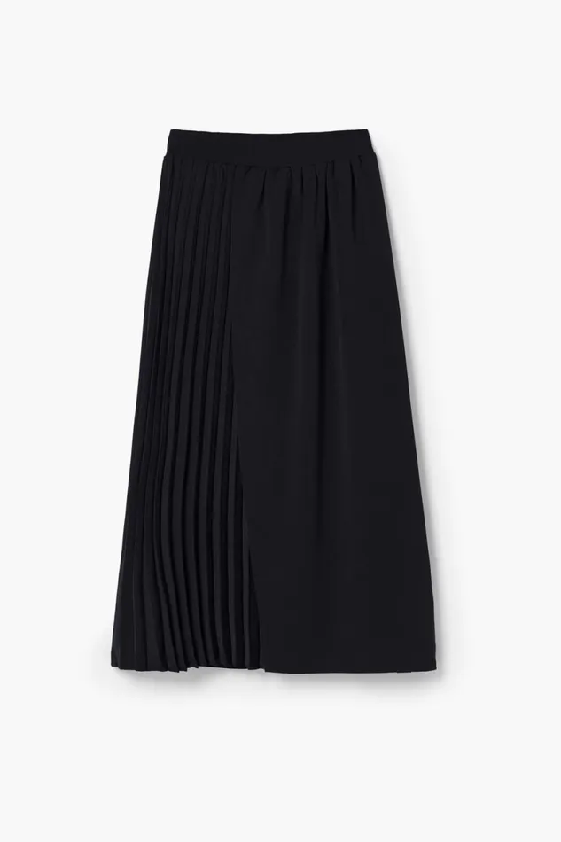 Skirts And Shorts Women Desigual Pleated Midi Skirt Black