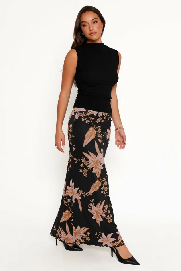 Skirts Bloise Maxi Skirt Black Floral 8211 Petal and Pup Women