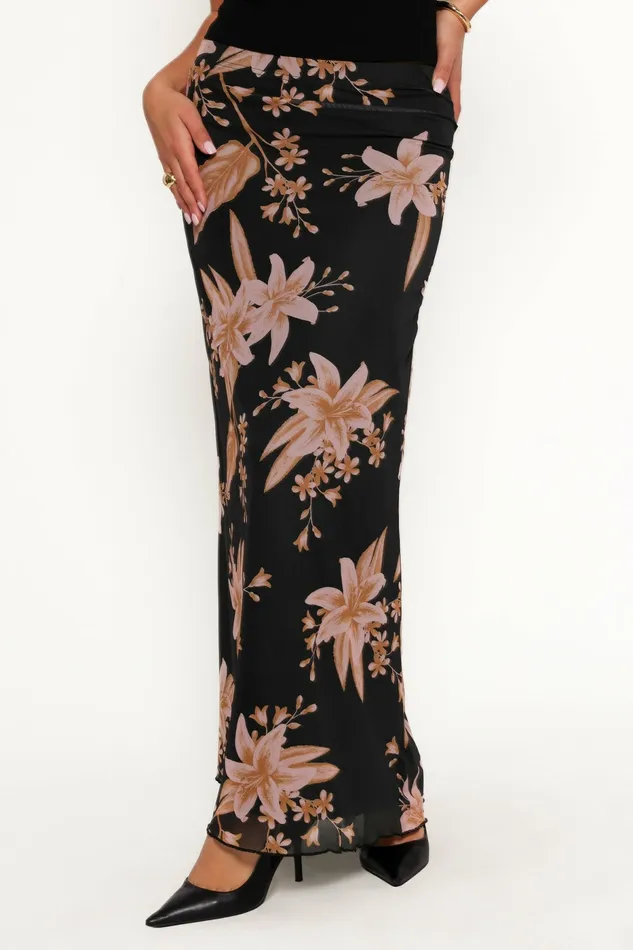 Skirts Bloise Maxi Skirt Black Floral 8211 Petal and Pup Women
