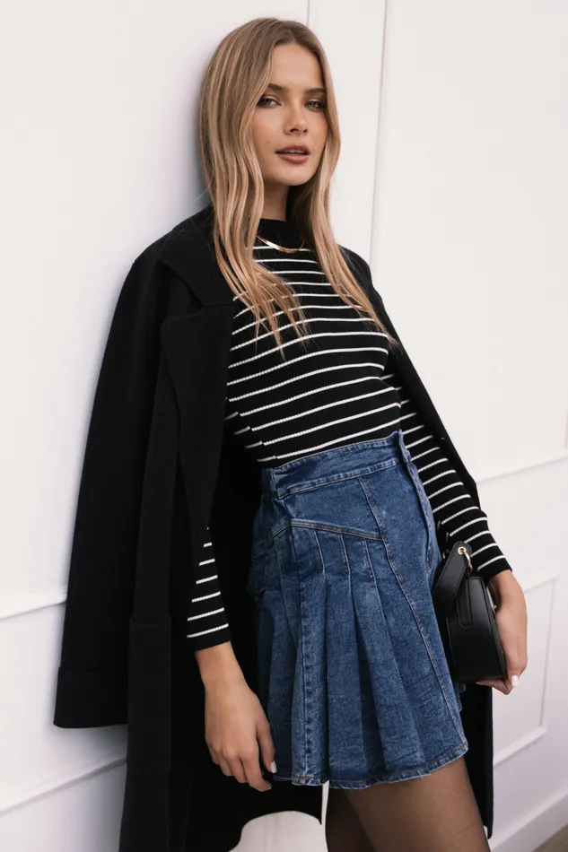Skirts Women Alek Pleated Mini Skirt Mid Wash Denim Petal and Pup