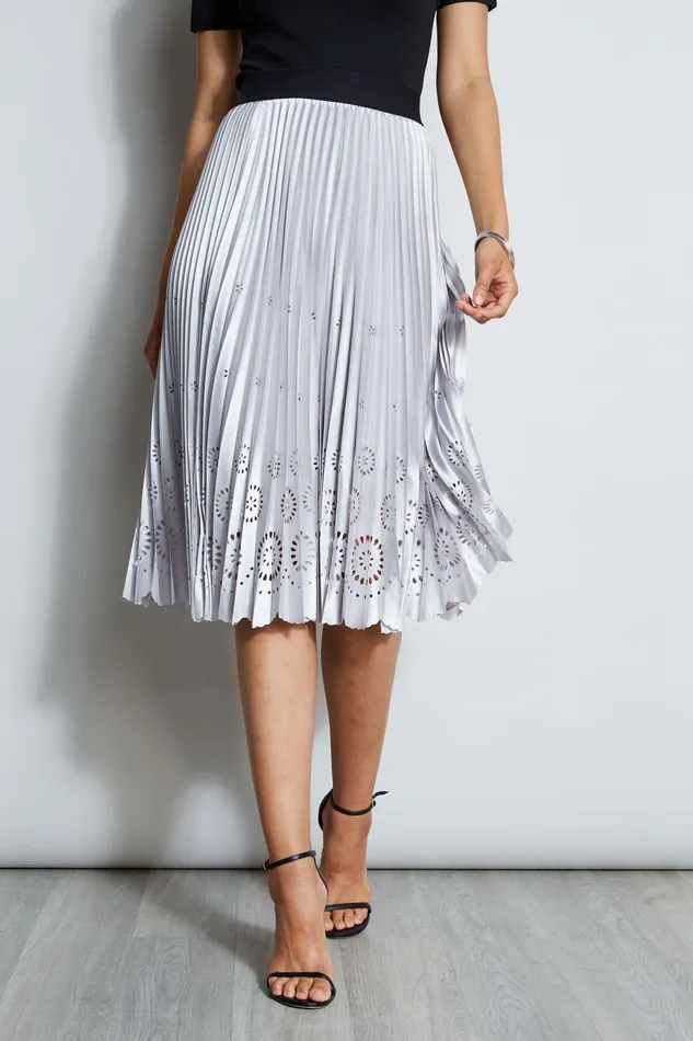 Skirts Women Elie Tahari Satin Platinum Pleated Skirt PLATINUM