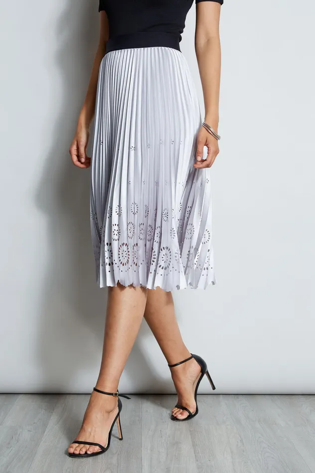 Skirts Women Elie Tahari Satin Platinum Pleated Skirt PLATINUM