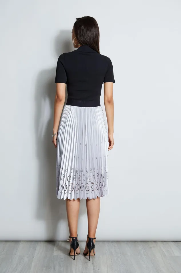 Skirts Women Elie Tahari Satin Platinum Pleated Skirt PLATINUM