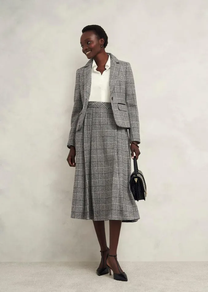 Skirts Women HOBBS Brea Wool Full Skirt Black White