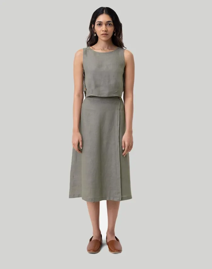 Skirts Women Madewell Reistor Overlap Midi Skirt Dark Green