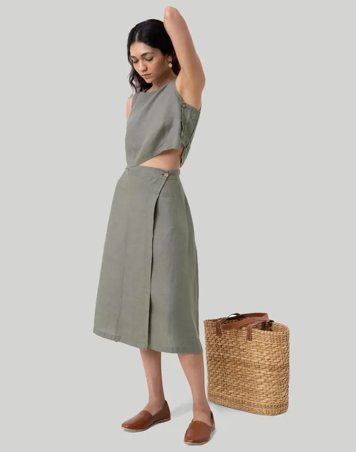 Skirts Women Madewell Reistor Overlap Midi Skirt Dark Green