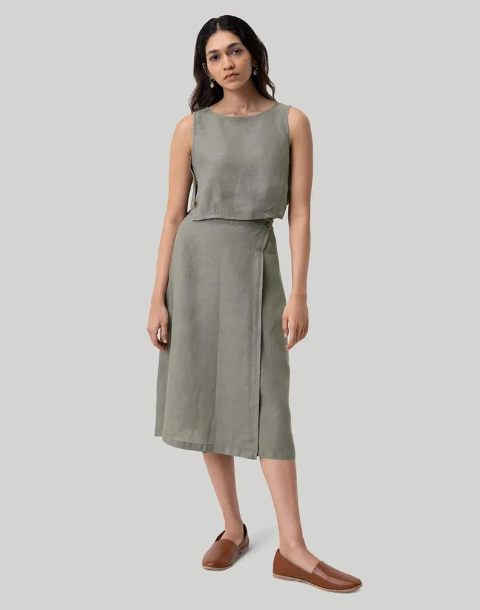 Skirts Women Madewell Reistor Overlap Midi Skirt Dark Green