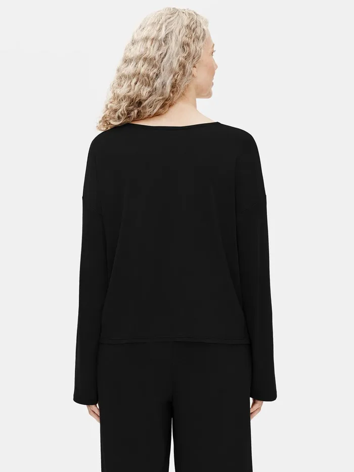 Sleepwear Women Eileen Fisher Organic Cotton Interlock Sleep BoxTop Black