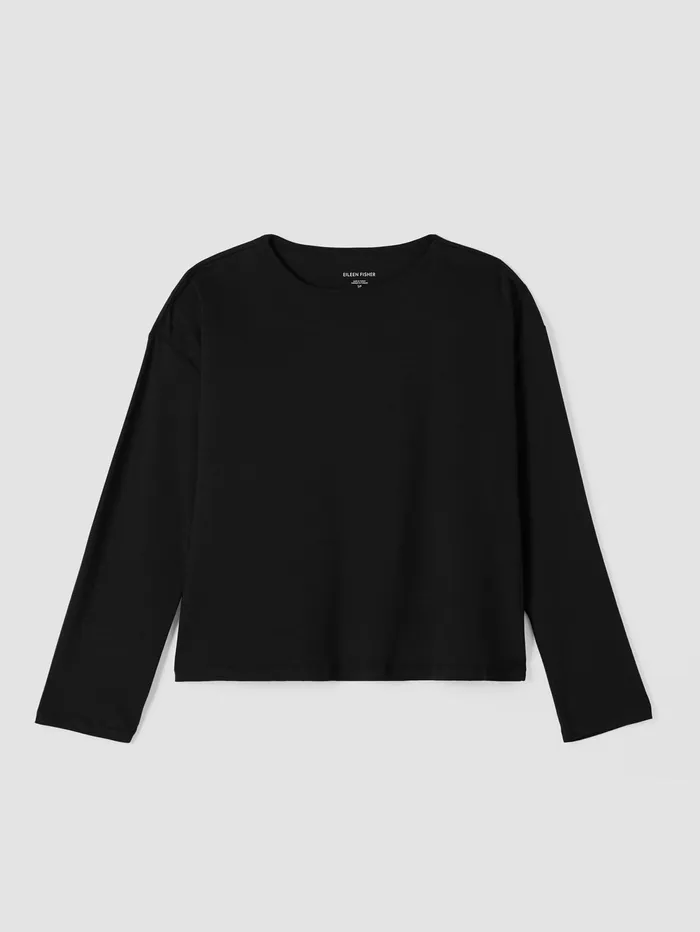 Sleepwear Women Eileen Fisher Organic Cotton Interlock Sleep BoxTop Black