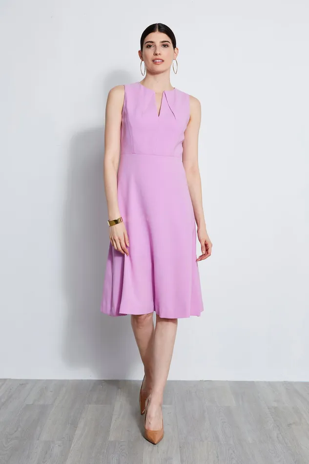 Sleeveless Dresses Women Elie Tahari Fit and Flare Dart Midi Dress ORCHID