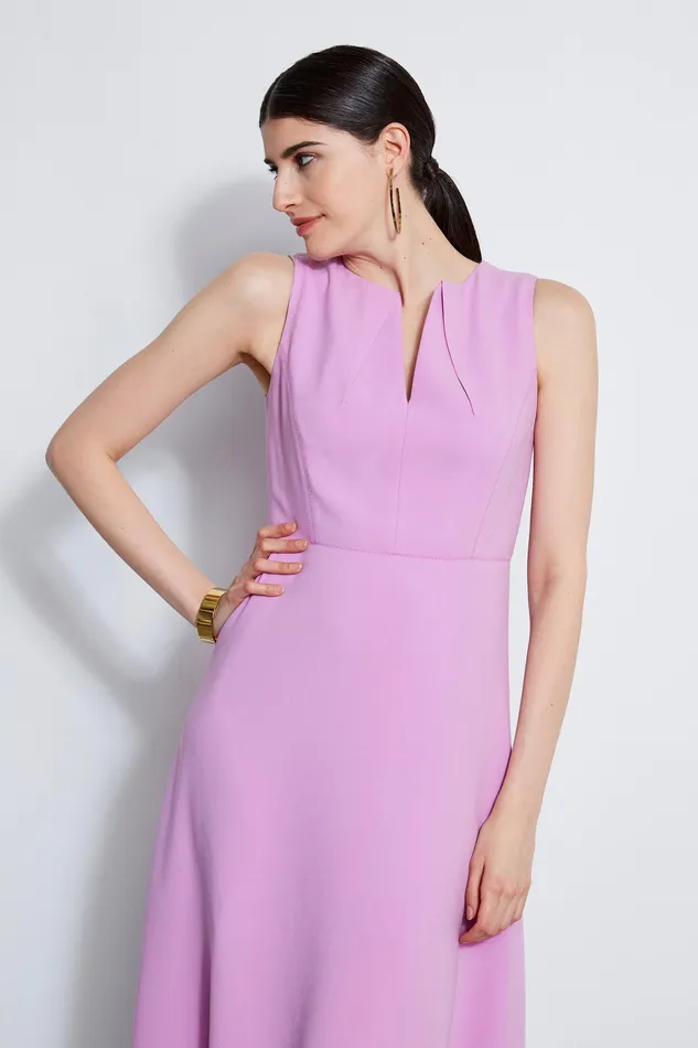 Sleeveless Dresses Women Elie Tahari Fit and Flare Dart Midi Dress ORCHID