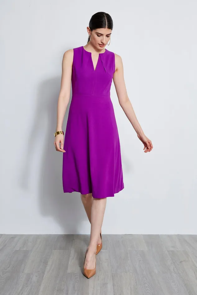Sleeveless Dresses Women Elie Tahari Fit and Flare Dart Midi Dress WILD BERRY