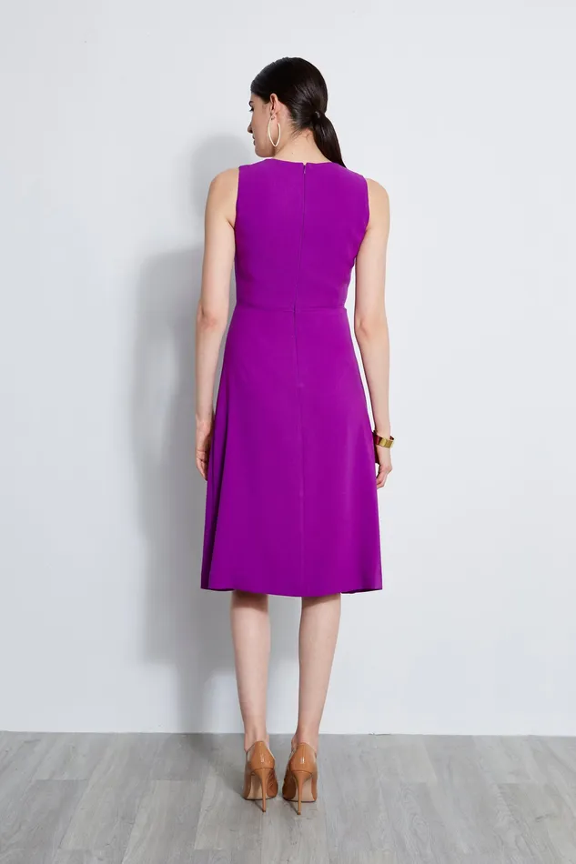 Sleeveless Dresses Women Elie Tahari Fit and Flare Dart Midi Dress WILD BERRY