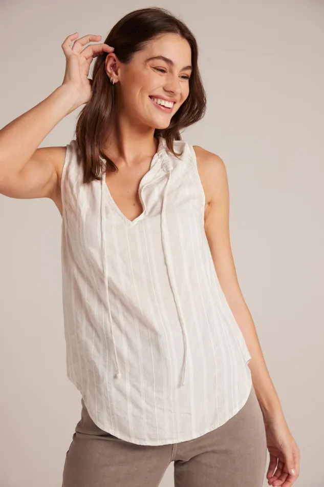 Sleeveless Women Bella Dahl Shirred Neck Sleeveless Pullover 8211 White Sand Stripe Sleeveless Women Bella Dahl Shirred Neck Sleeveless Pullover 8211 White Sand Stripe