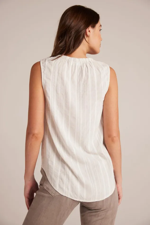 Sleeveless Women Bella Dahl Shirred Neck Sleeveless Pullover 8211 White Sand Stripe Sleeveless Women Bella Dahl Shirred Neck Sleeveless Pullover 8211 White Sand Stripe