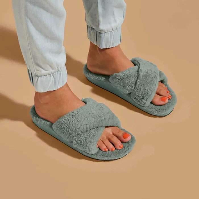 Slides Women Olukai Hila Heu Slide Slipper Sandals 8211 Muted Green